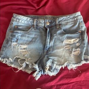 High rise stretch jean shorts